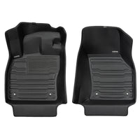 A set of black TuxMat car floor mats for Volkswagen Golf models.