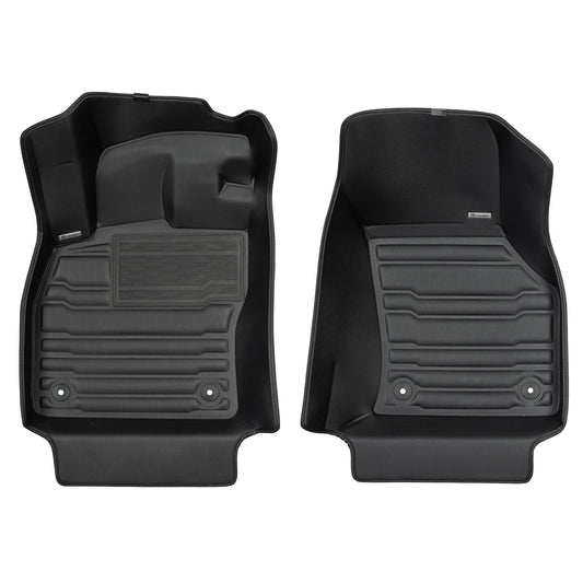 A set of black TuxMat car floor mats for Volkswagen Golf models.