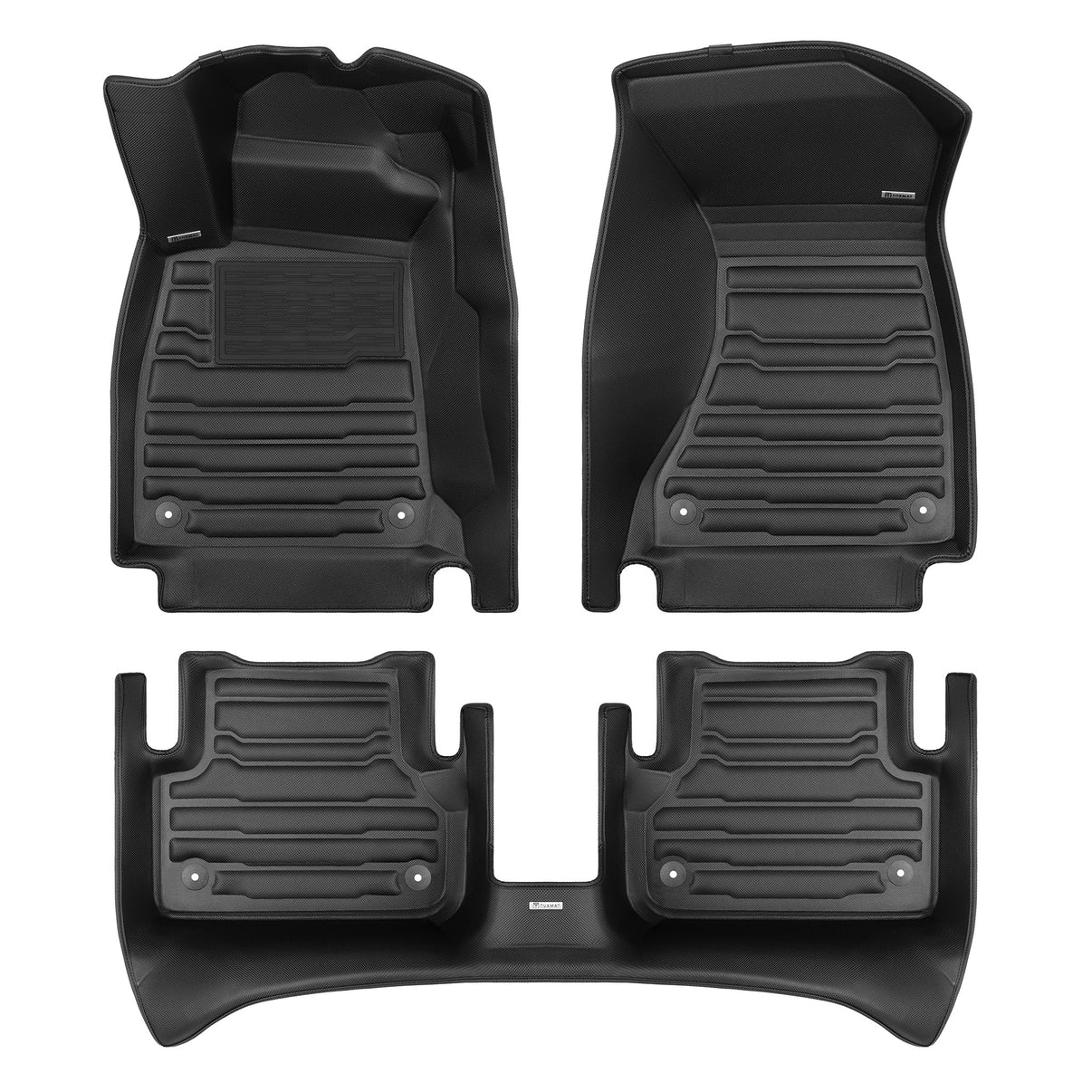 A set of black TuxMat car floor mats for Audi A4 models.