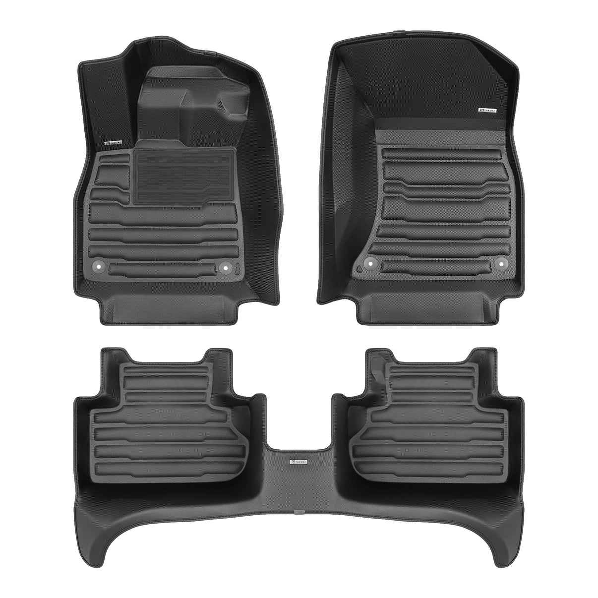 A set of black TuxMat car floor mats for Audi Q5/Q5 Sportback/SQ5/SQ5 Sportback (2nd Generation) models. 
