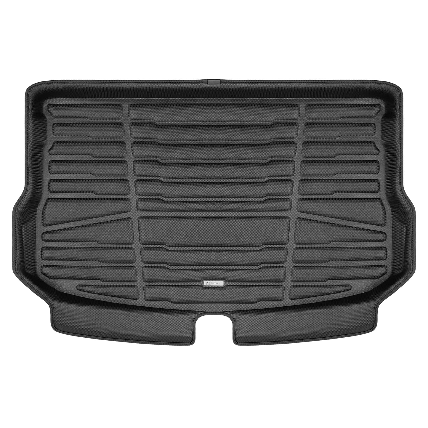 A set of black TuxMat trunk mats for Chevrolet Bolt EV models.