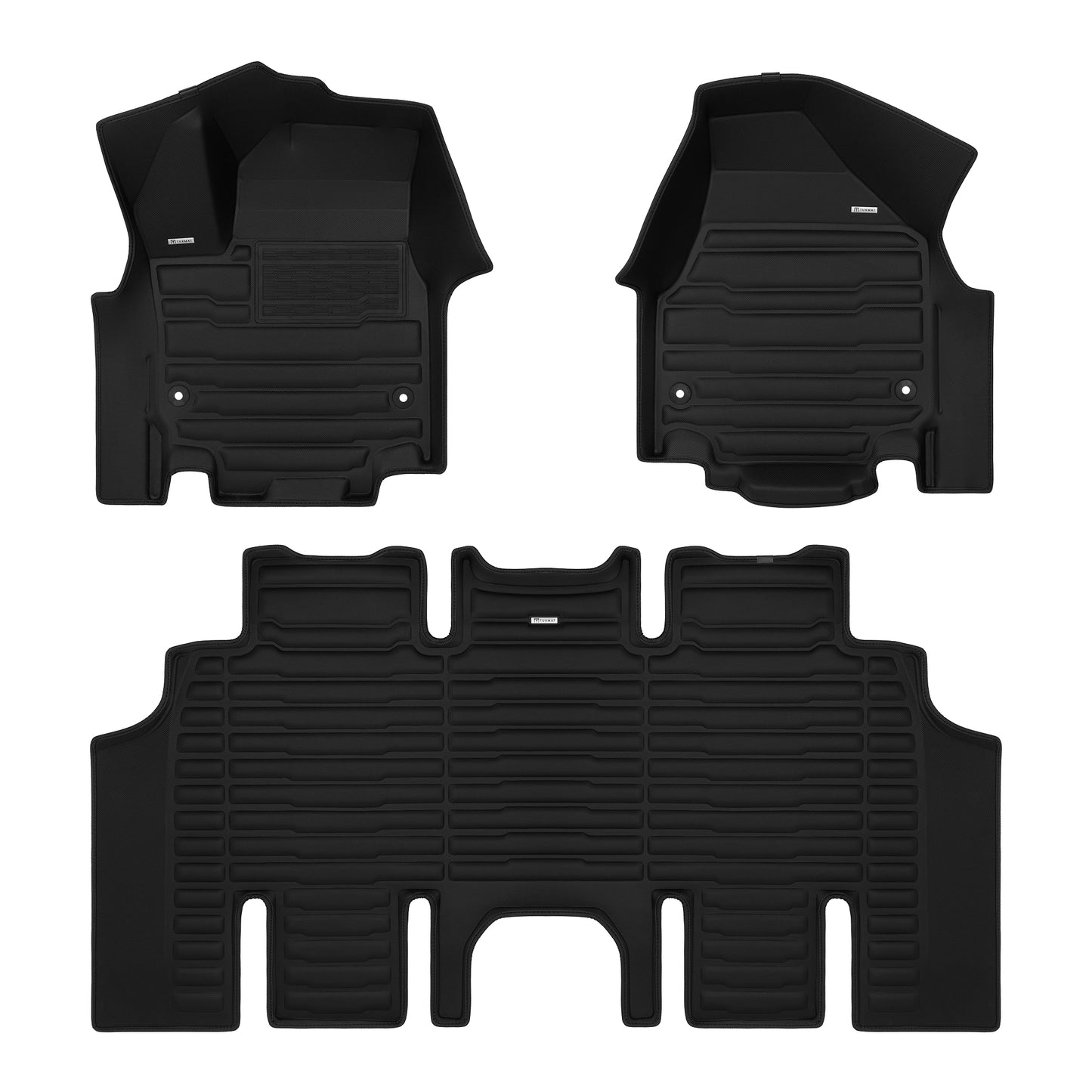 A set of black TuxMat car floor mats for Chrysler Pacifica models.