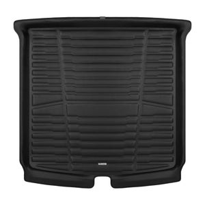 A set of black TuxMat trunk mats for Volkswagen Tiguan models.