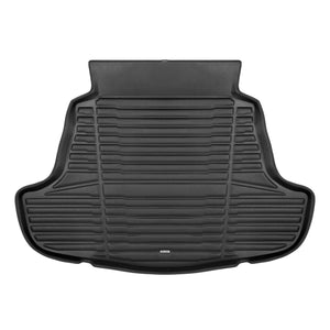 A set of black TuxMat trunk mats for Toyota Camry models.