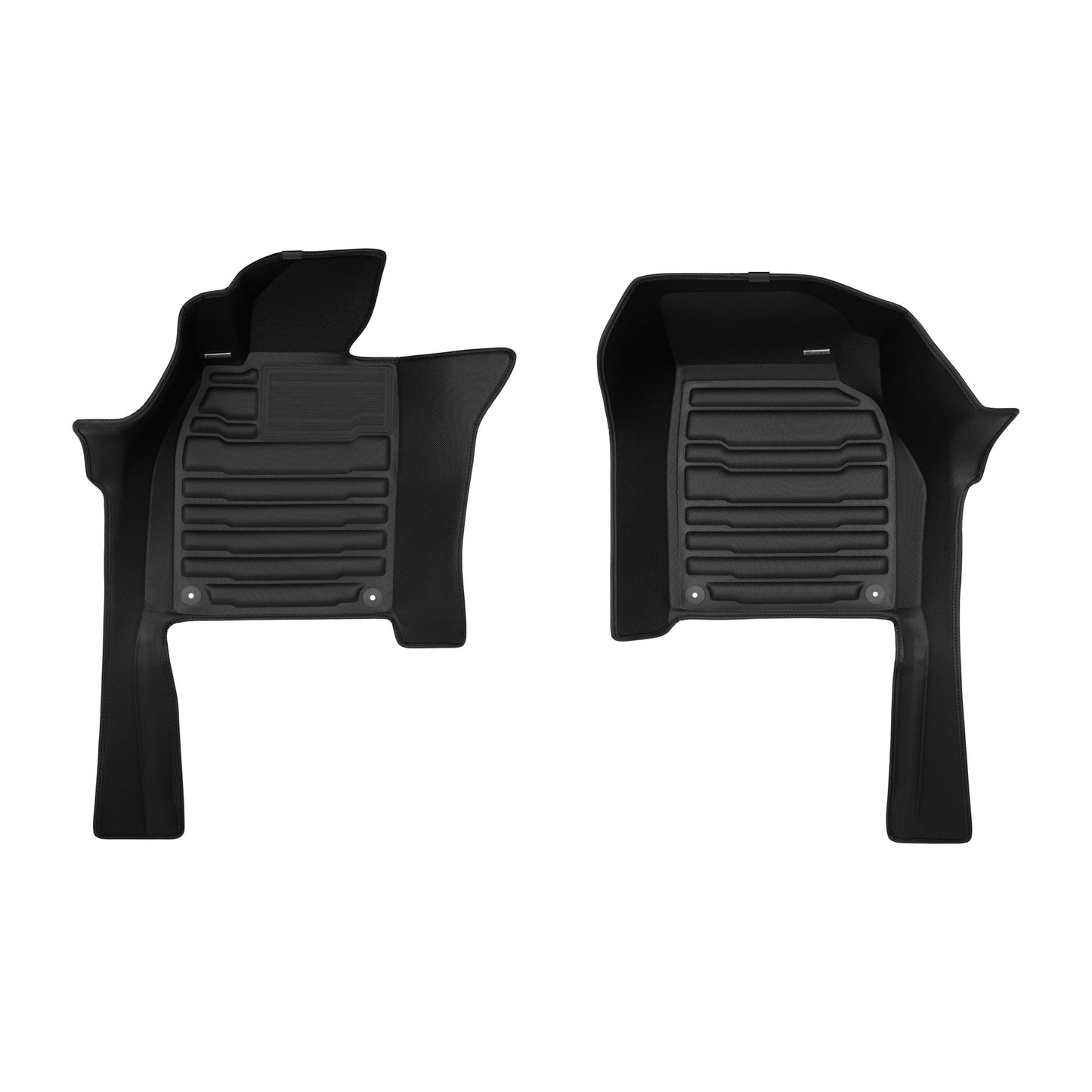 A set of black TuxMat car floor mats for Porsche Boxster/718 Boxster/718 Spyder models.