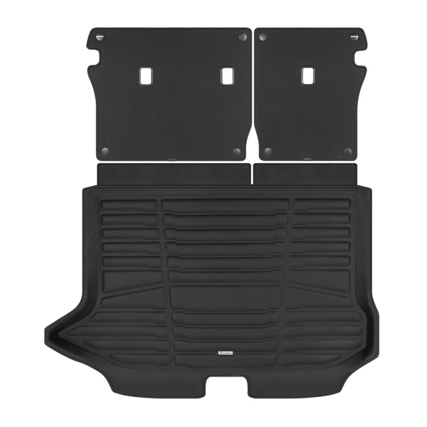 A set of black TuxMat trunk mats for Hyundai Kona models.