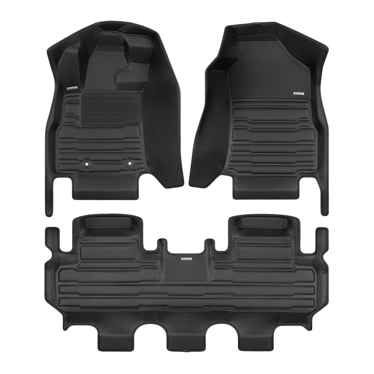 A set of black TuxMat car floor mats for Subaru Ascent models.