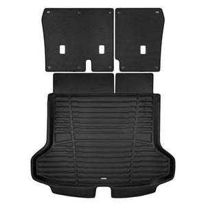 A set of black TuxMat trunk mats for Infiniti QX50 models.