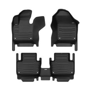 A set of black TuxMat car floor mats for Volvo XC90 models.