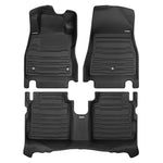 A set of black TuxMat car floor mats for Nissan Kicks models.