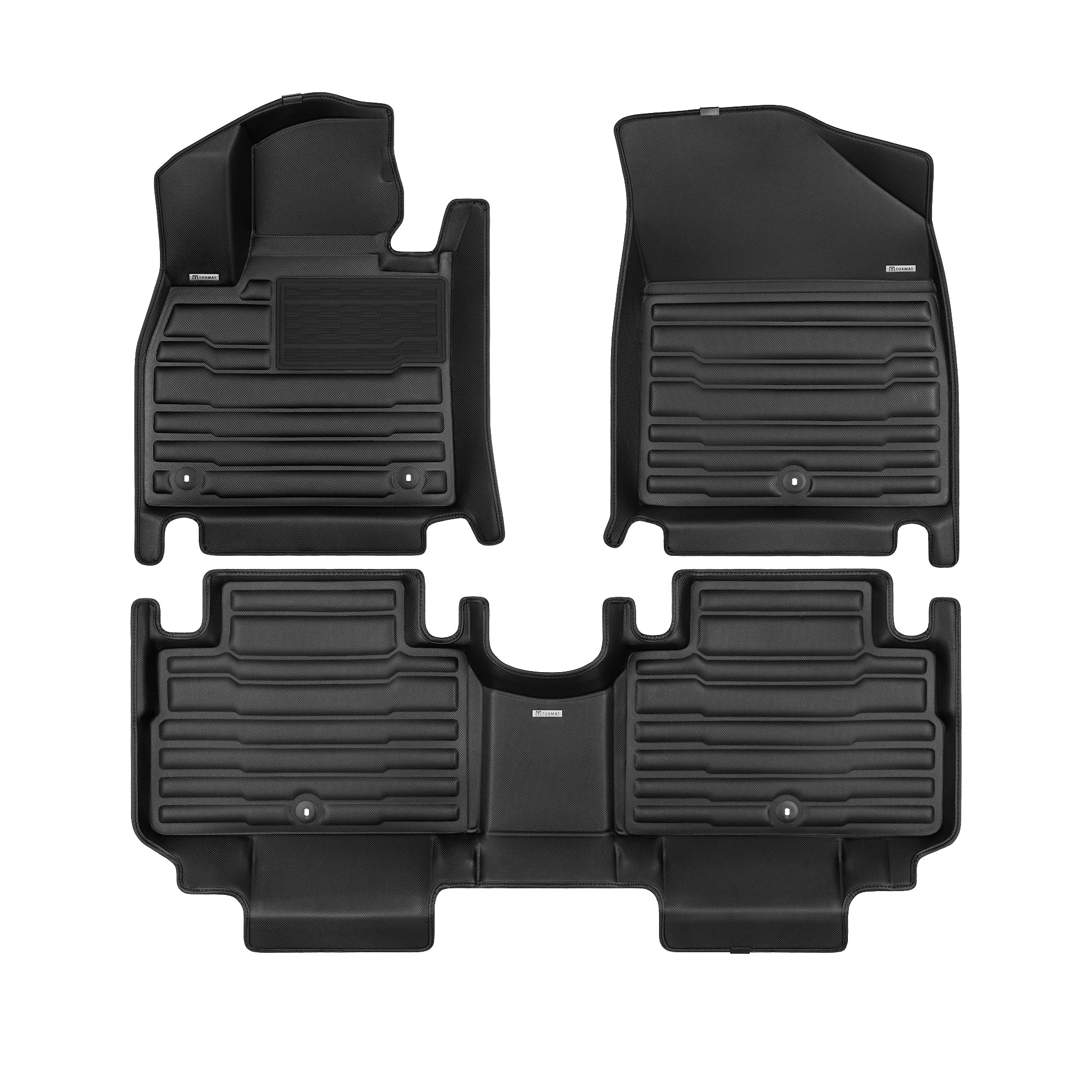 A set of black TuxMat car floor mats for Hyundai Palisade models.