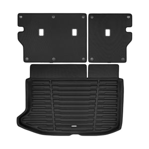 A set of black TuxMat trunk mats for Kia Soul models.