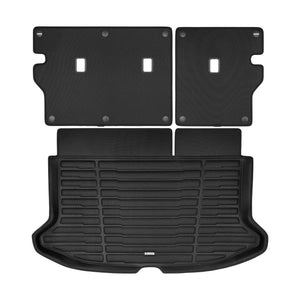 A set of black TuxMat trunk mats for Kia Soul models.
