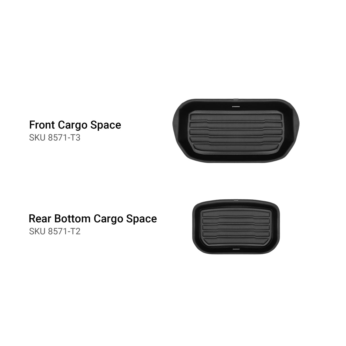 A set of black TuxMat car floor mats for Tesla Model Y models.