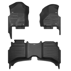 A set of black TuxMat car floor mats for Dodge Ram 1500 models.