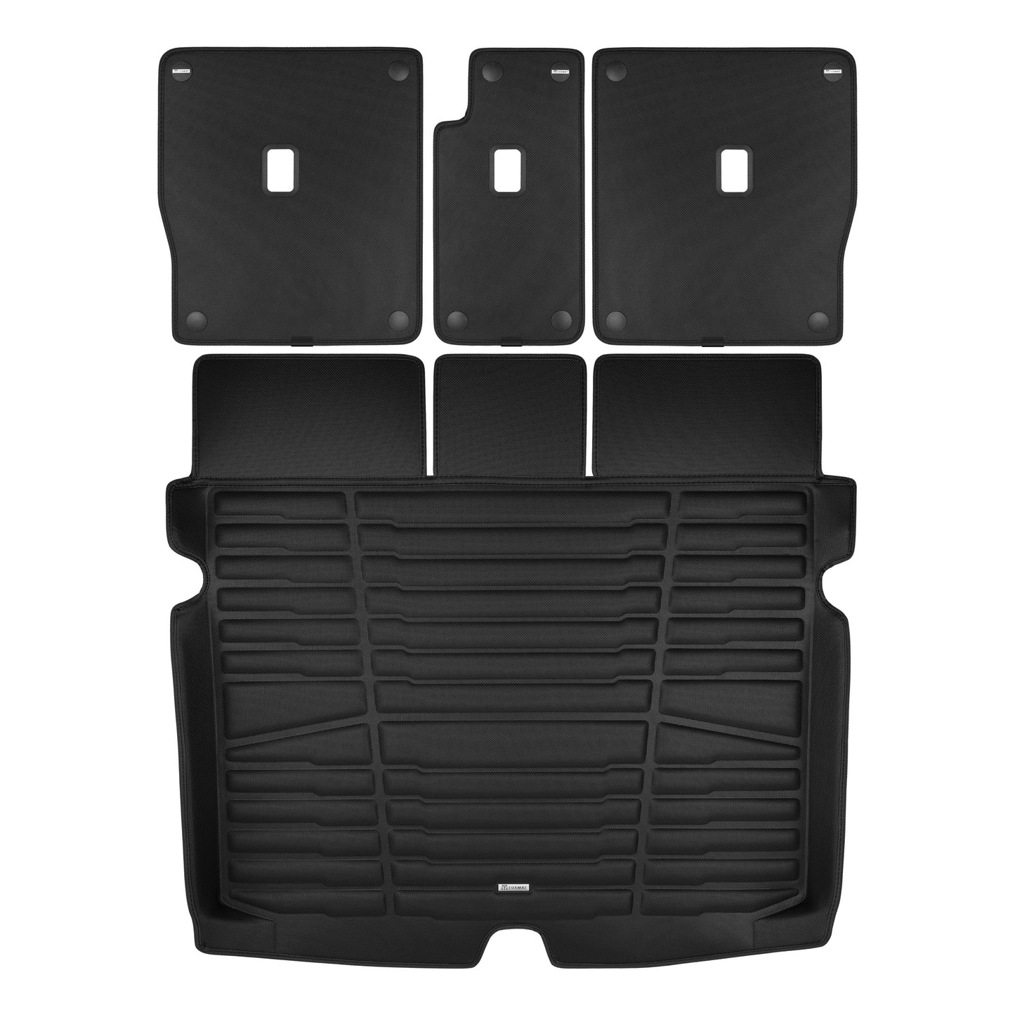 A set of black TuxMat trunk mats for Mercedes-Benz GLA models.