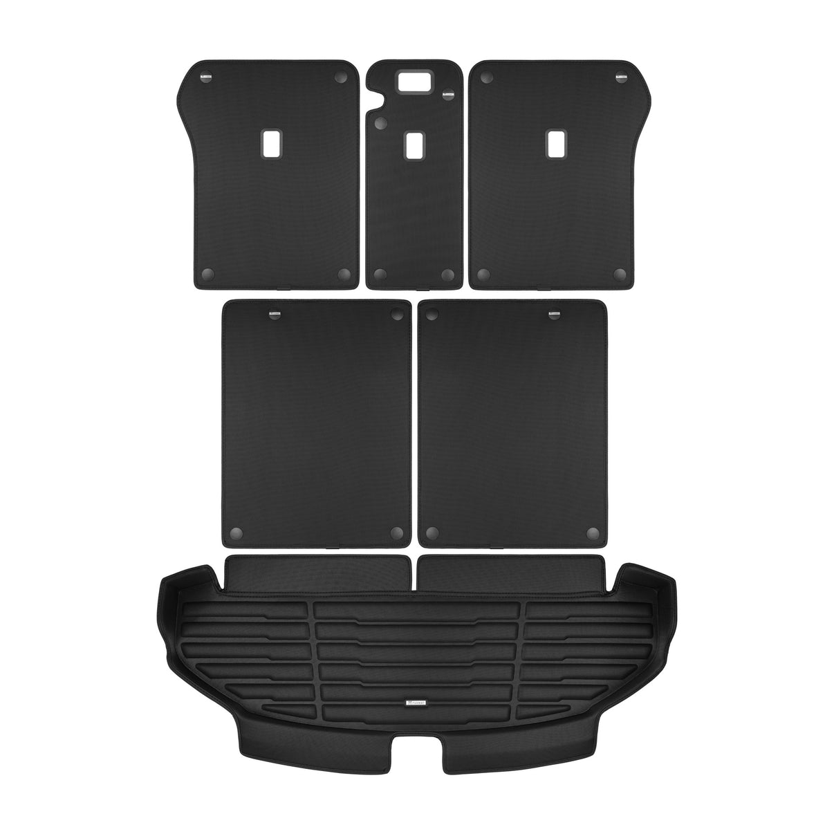 A set of black TuxMat trunk mats for Genesis GV80 models.