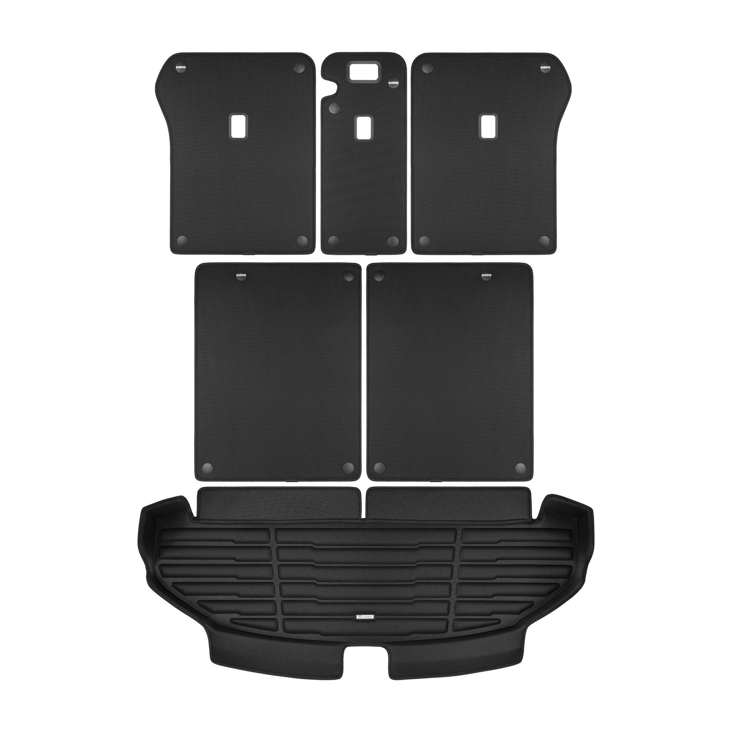 A set of black TuxMat trunk mats for Genesis GV80 models.