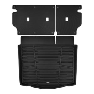 A set of black TuxMat trunk mats for  Ford Mustang Mach-E models.