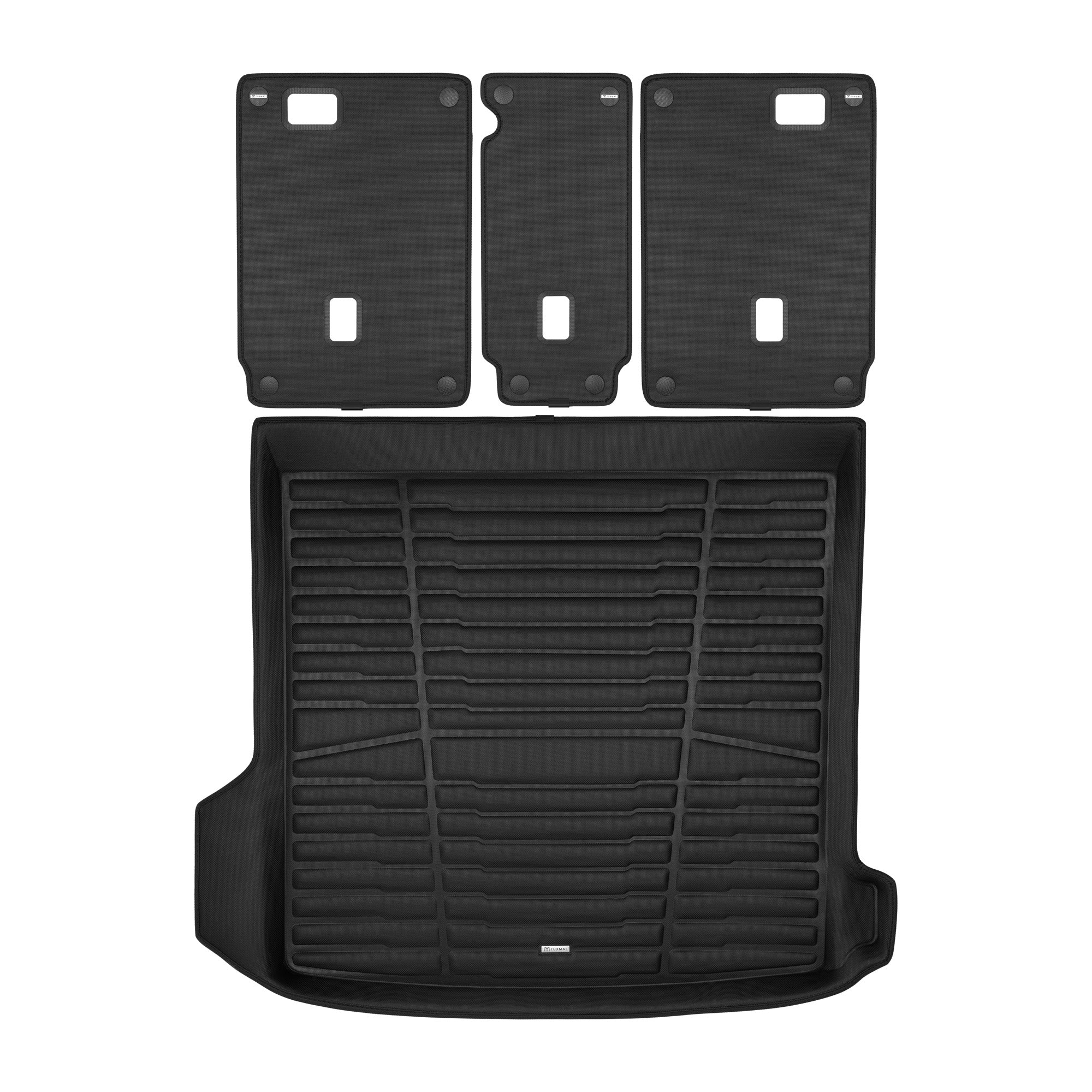 A set of black TuxMat trunk mats for Lamborghini Urus models.