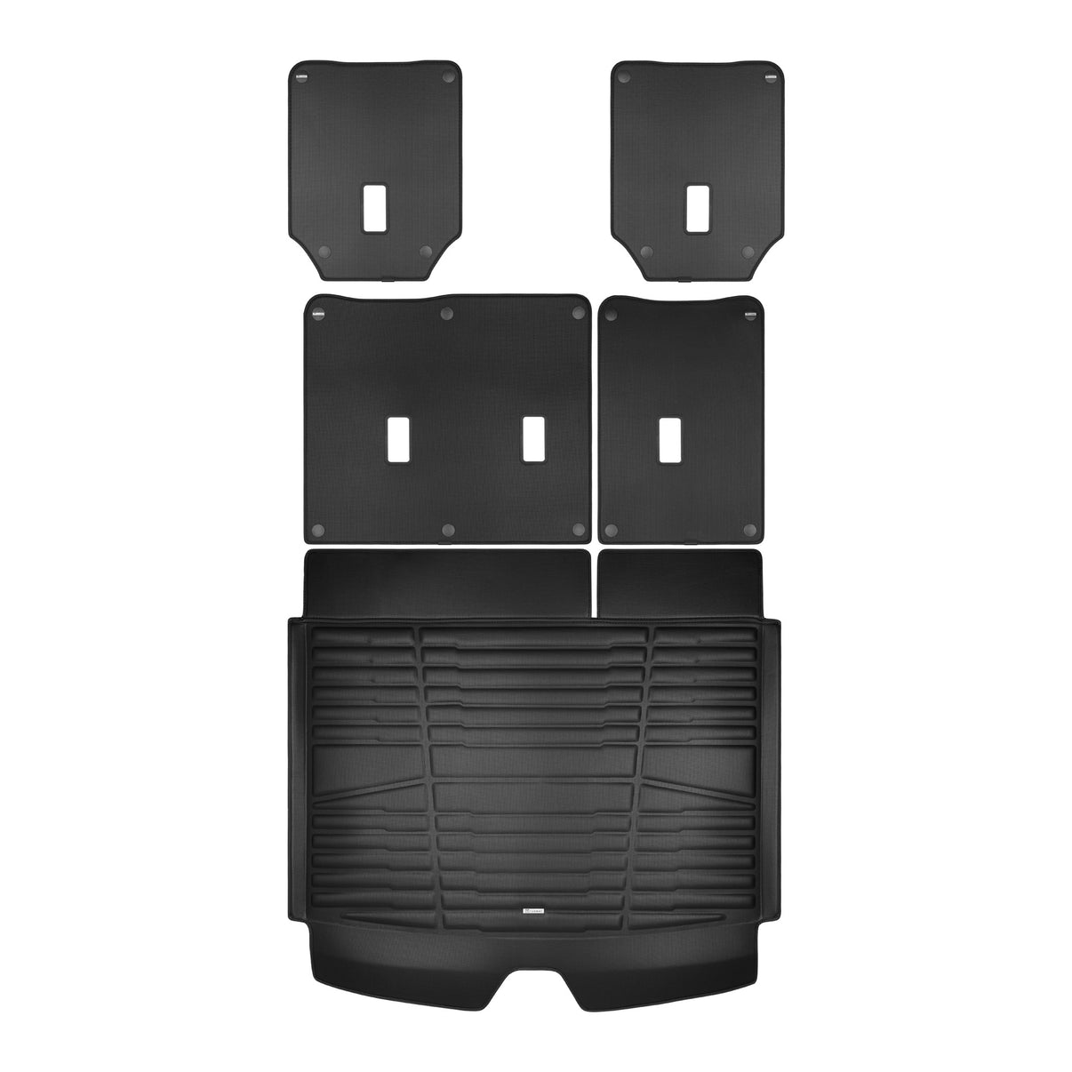 A set of black TuxMat trunk mats for GMC Yukon models.