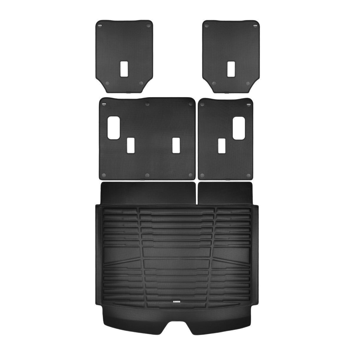A set of black TuxMat trunk mats for GMC Yukon models.