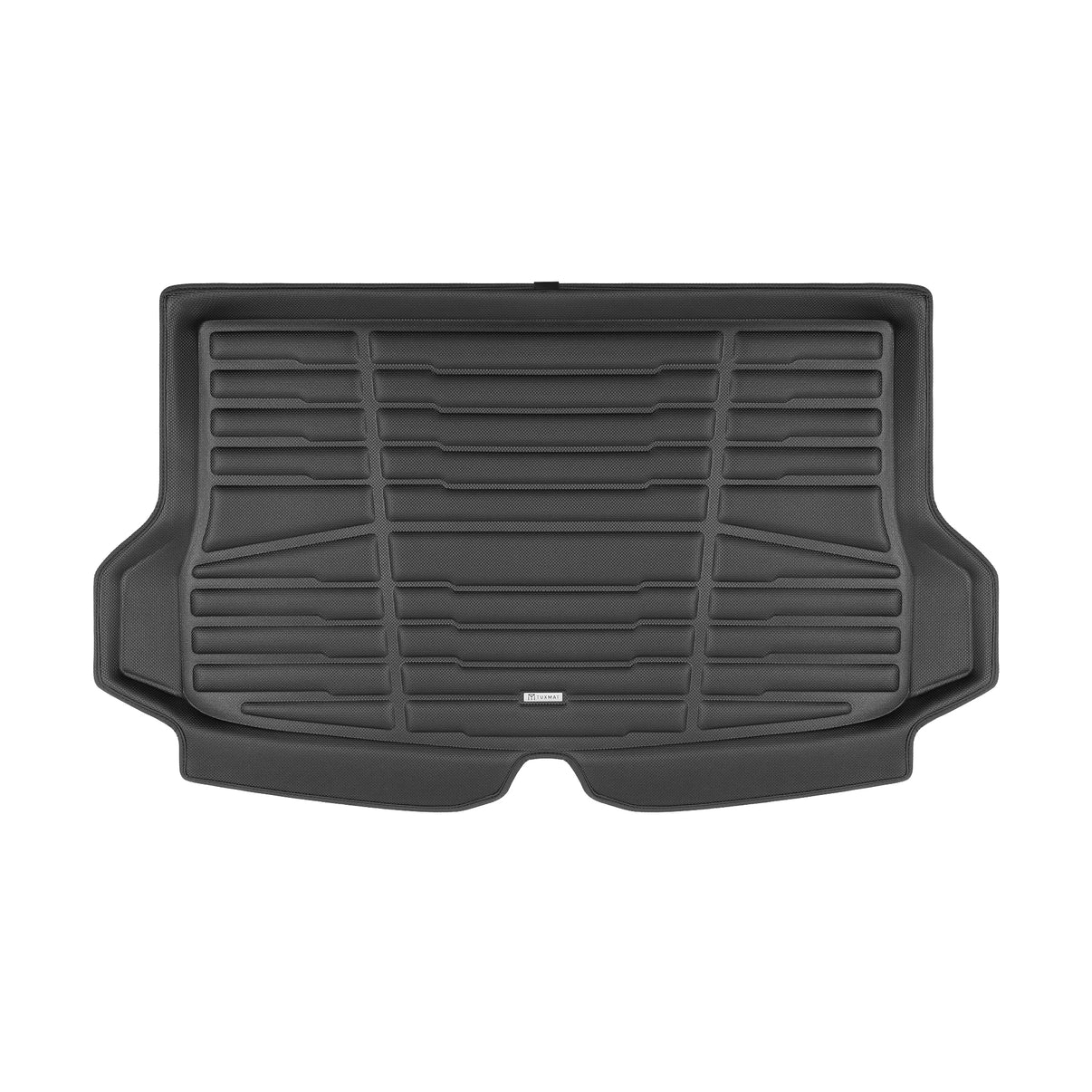 A set of black TuxMat trunk mats for Chevrolet Bolt EUV models.