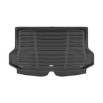 A set of black TuxMat trunk mats for Chevrolet Bolt EUV models.