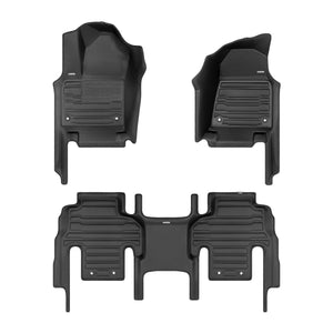 A set of black TuxMat car floor mats for Jeep Grand Wagoneer models.