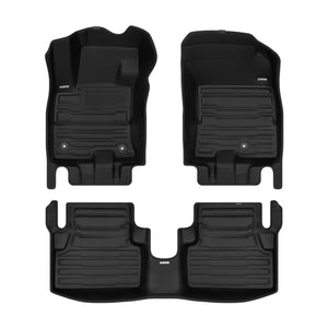 A set of black TuxMat car floor mats for Ford Maverick models.