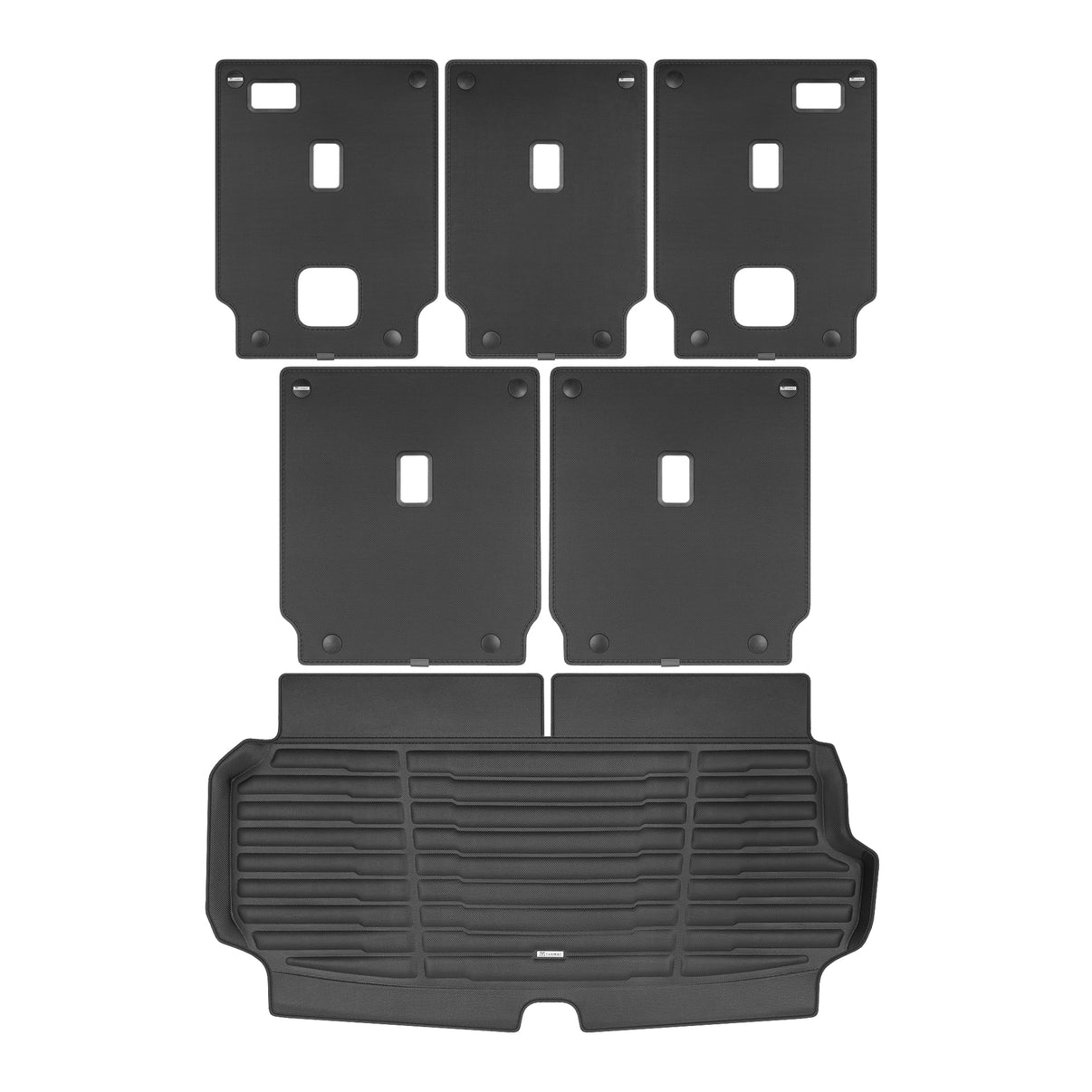 A set of black TuxMat trunk  mats for Audi Q7 models.