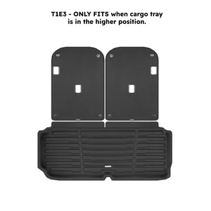 A set of black TuxMat trunk mats for Tesla Model X models.