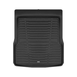 A set of black TuxMat trunk mats for Mercedes-Benz EQS models.