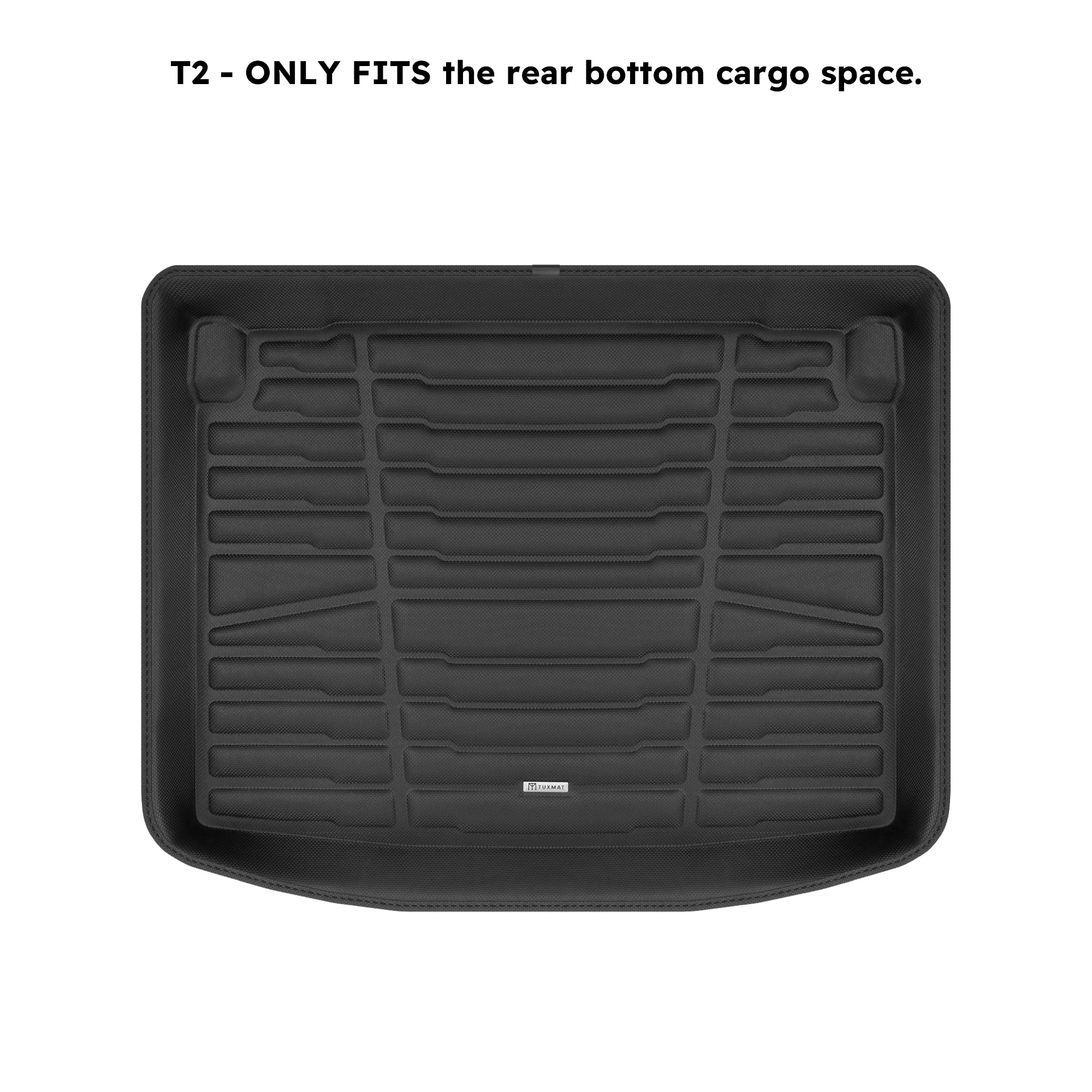 A set of black TuxMat trunk mats for BMW X1 models.