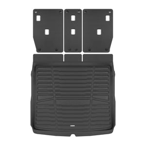 A set of black TuxMat trunk mats for BMW X1 models.