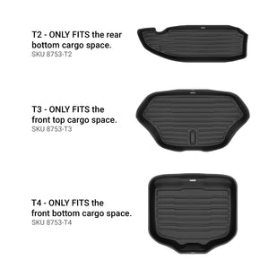 A set of black TuxMat trunk mats for Lucid Air models.
