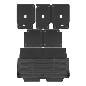 A set of black TuxMat trunk mats for Mercedes-Benz EQS models.