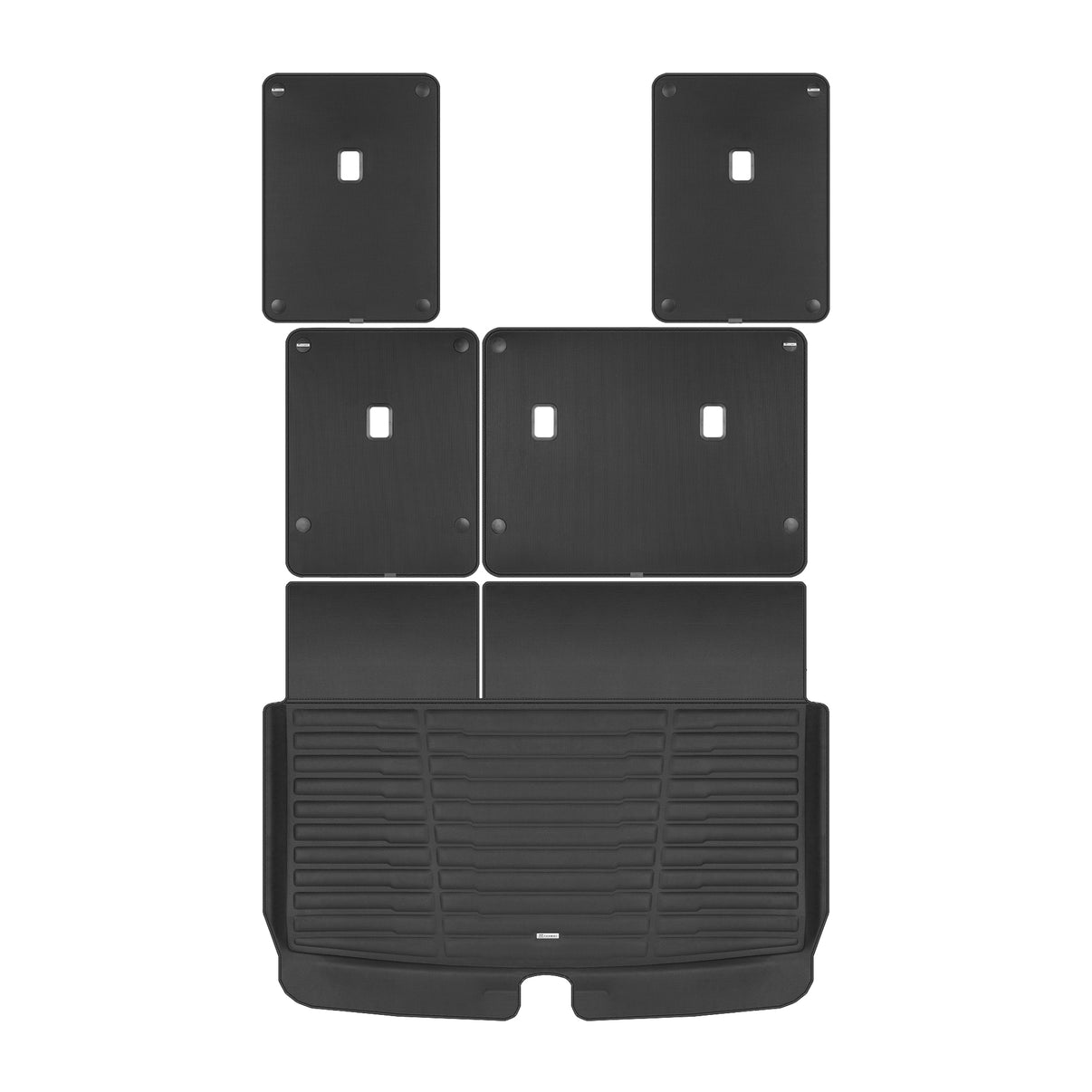 A set of black TuxMat trunk mats for Jeep Wagoneer models.