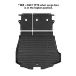 A set of black TuxMat trunk mats for Subaru Solterra models.
