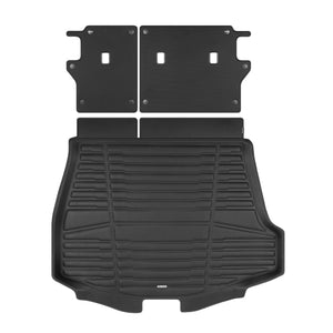 A set of black TuxMat trunk mats for Toyota bZ4X models.