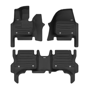 A set of black TuxMat car floor mats for Land River Range Rover Sport models.