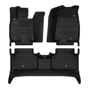 A set of black TuxMat car floor mats for Genesis GV70 models.