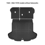 A set of black TuxMat trunk mats for Kia Sportage models.