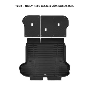 A set of black TuxMat trunk mats for Kia Sportage models.