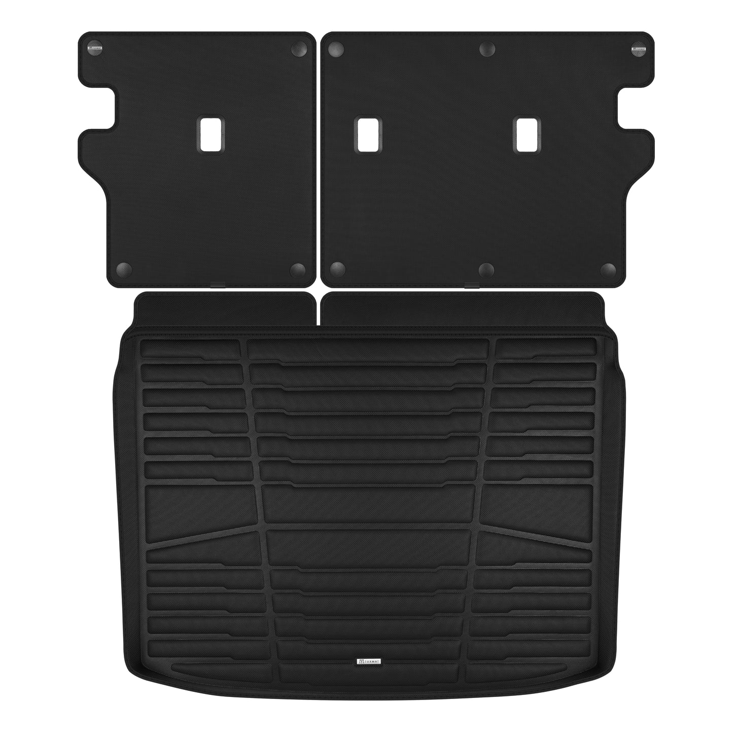 A set of black TuxMat car trunk mats for Kia Niro models.