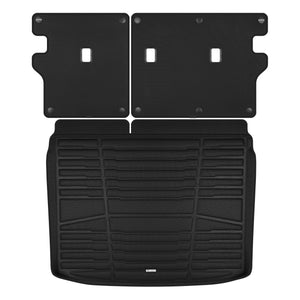 A set of black TuxMat car trunk mats for Kia Niro models.
