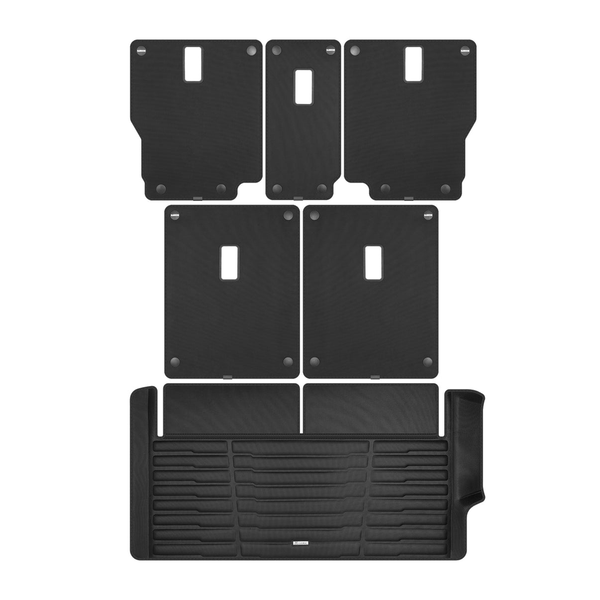 A set of black TuxMat trunk mats for Land Rover Range Rover models.