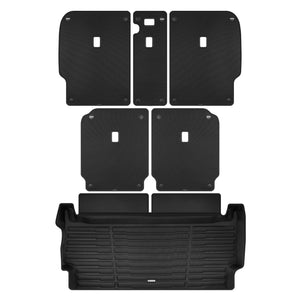 A set of black TuxMat trunk mats for Rivian R1S models.