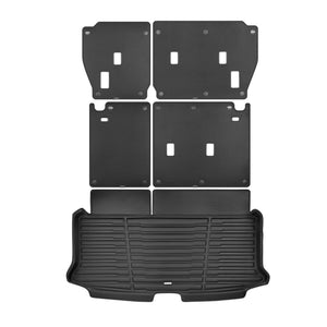 A set of black TuxMat trunk mats for Toyota Grand Highlander models.
