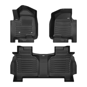 A set of black TuxMat car floor mats for Chevrolet Silverado 1500 models.